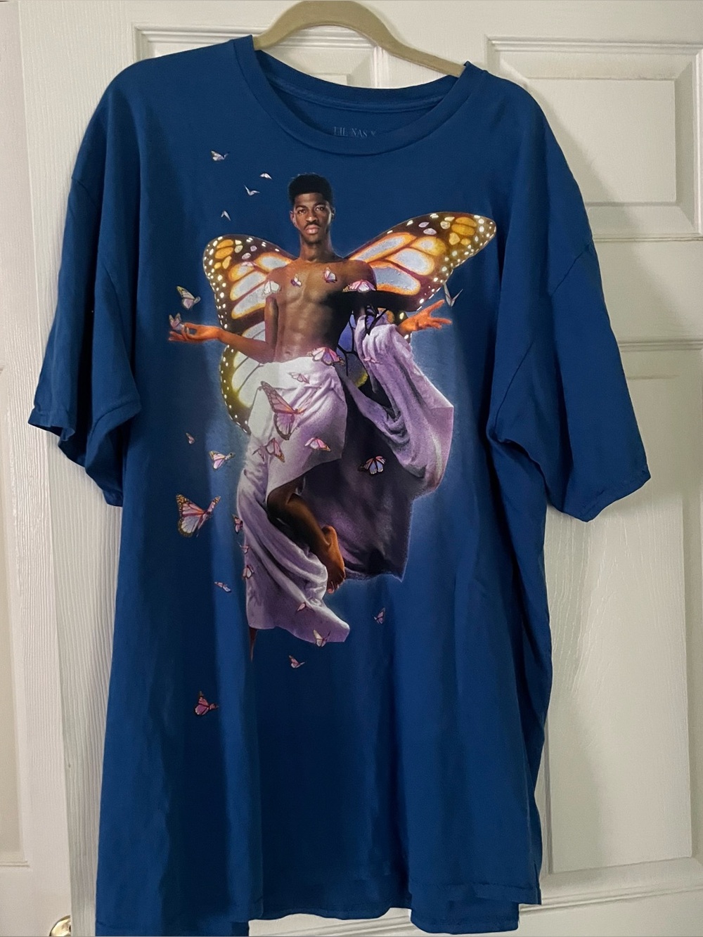 Lil Nas X Butterfly Graphic Long Live Montero Tour Blue T-Shirt Size XXL
